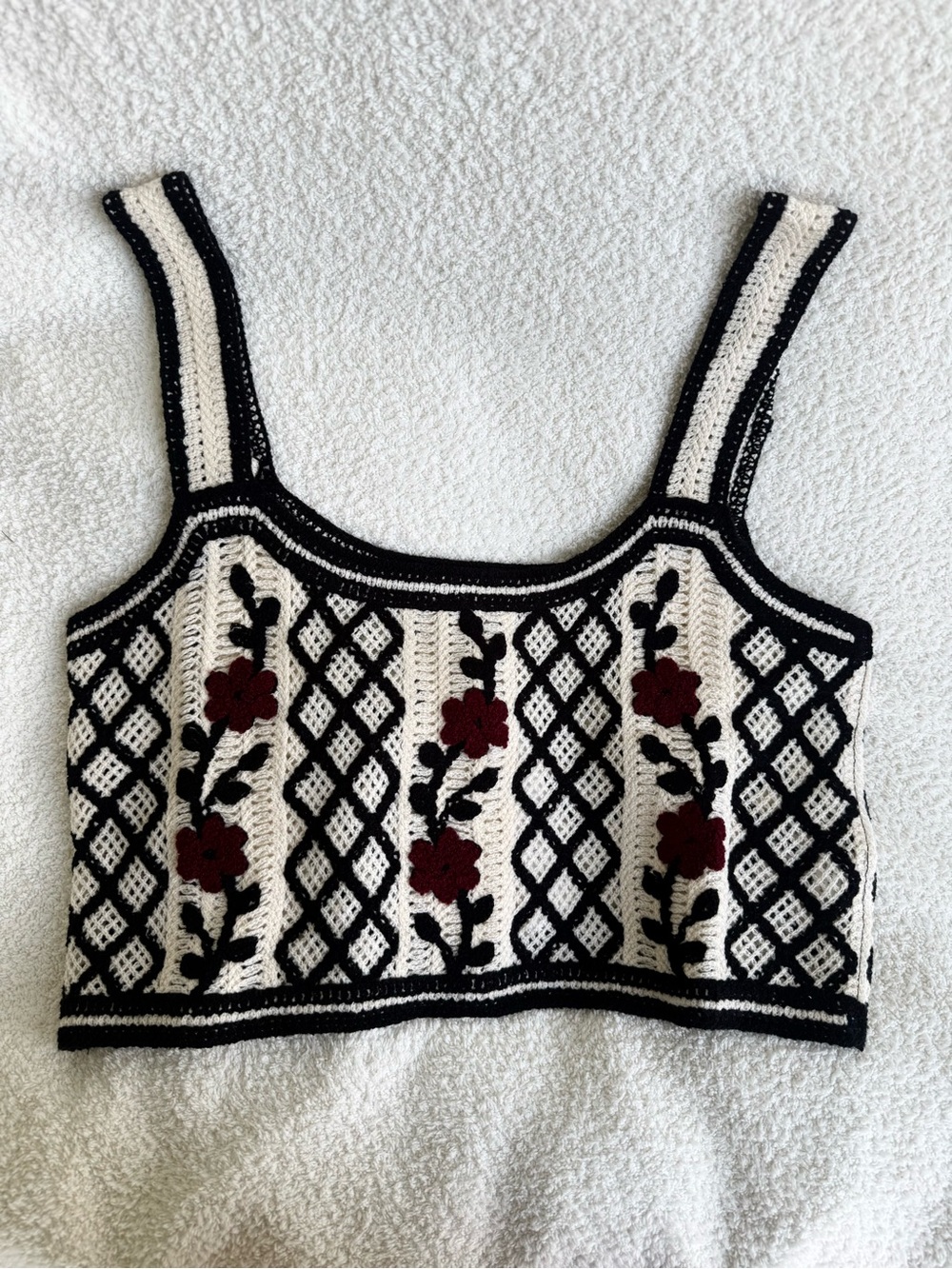 Festival Floral Crochet Crop Tank Top